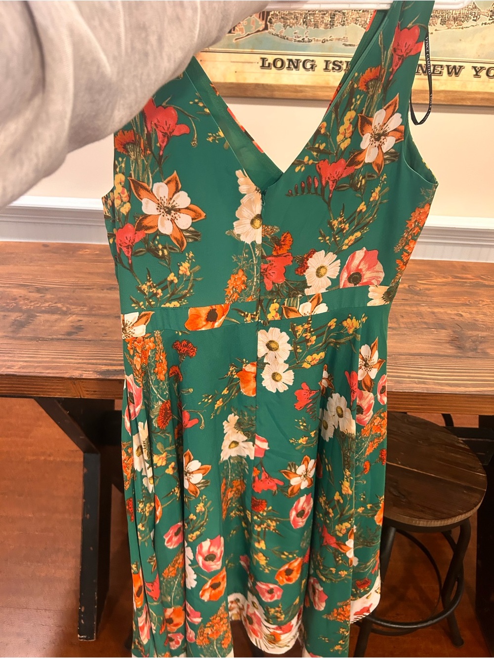 Vince Camuto Emerald Green Floral Lined Dress